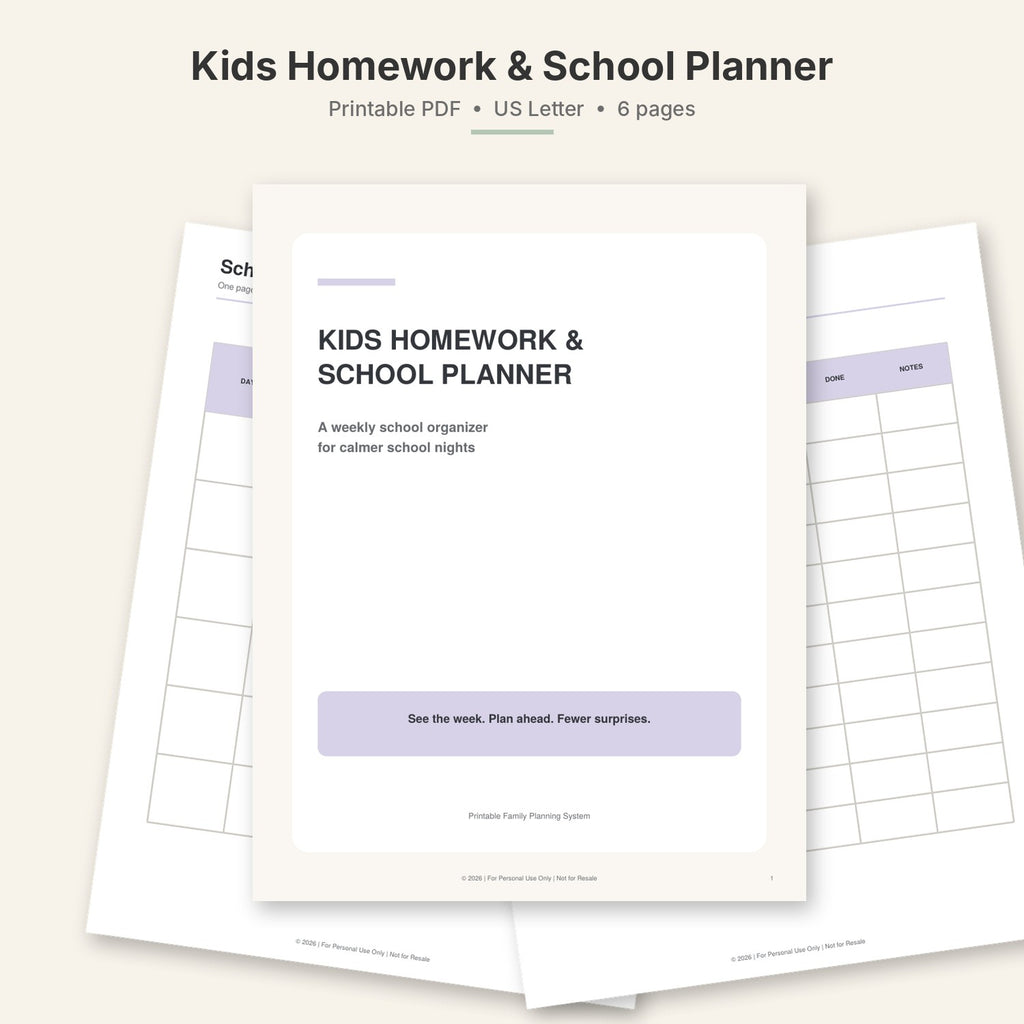 Homework Task Checklist Kids Homework & School Week Planner – Loyal and loved