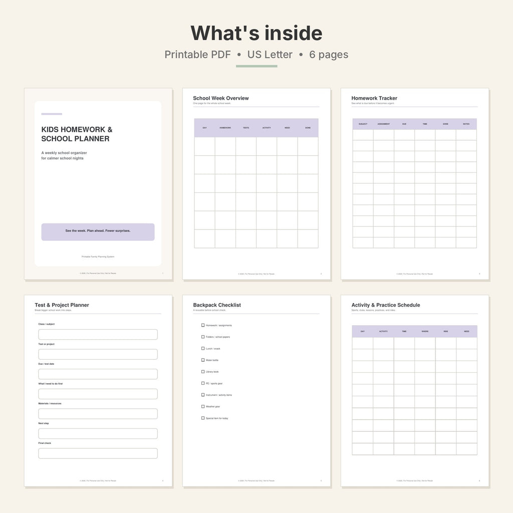 Kids Homework & School Week Planner – Loyal and loved