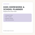 Kids Homework and School Week Planner printable
