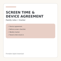 Kids Screen Time and Device Agreement printable kit
