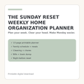 The Sunday Reset weekly home organization planner printable
